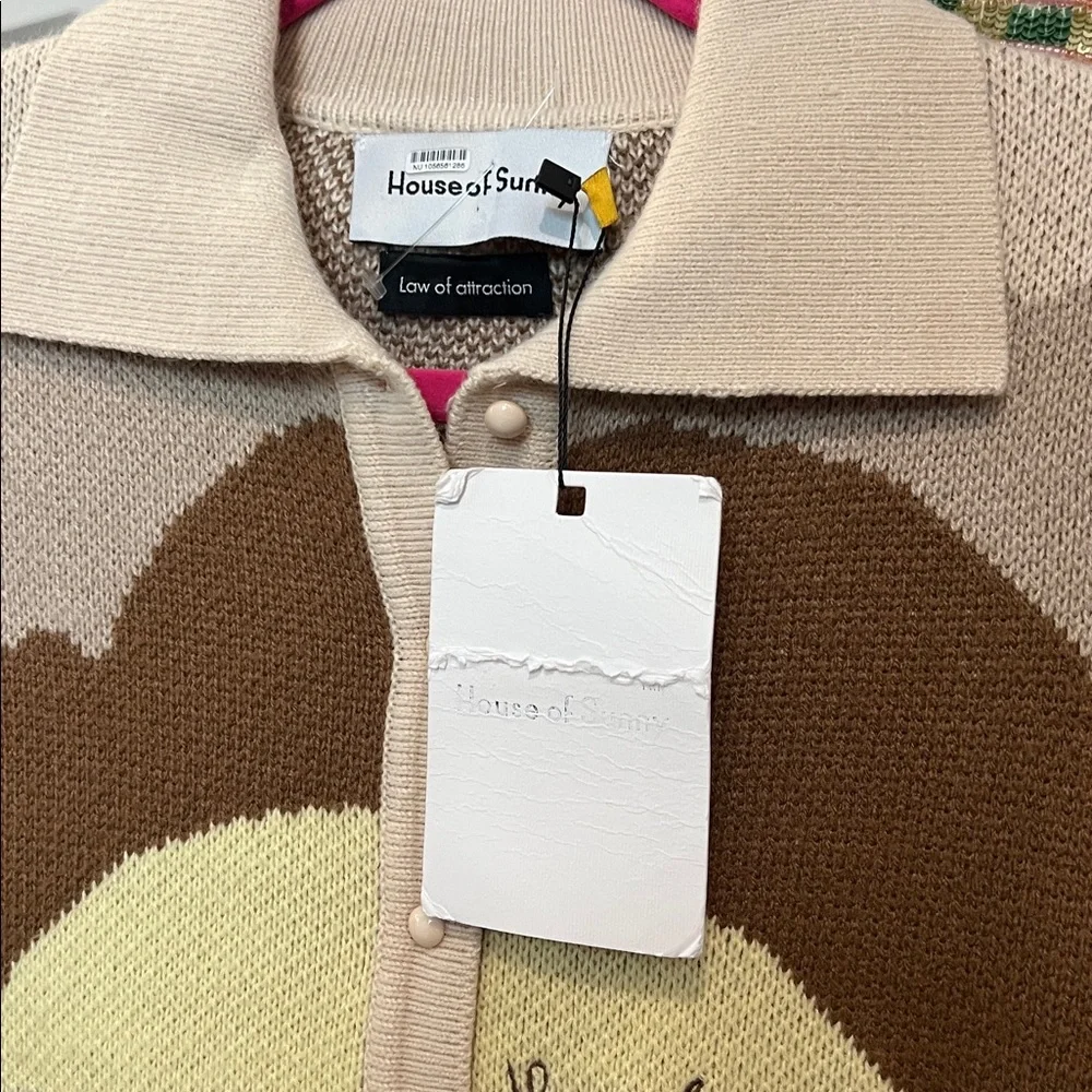 House Of Sunny The Dunes Tripper Jacquard Crop Cardigan, Sz 2 NWT - Picture 6 of 6